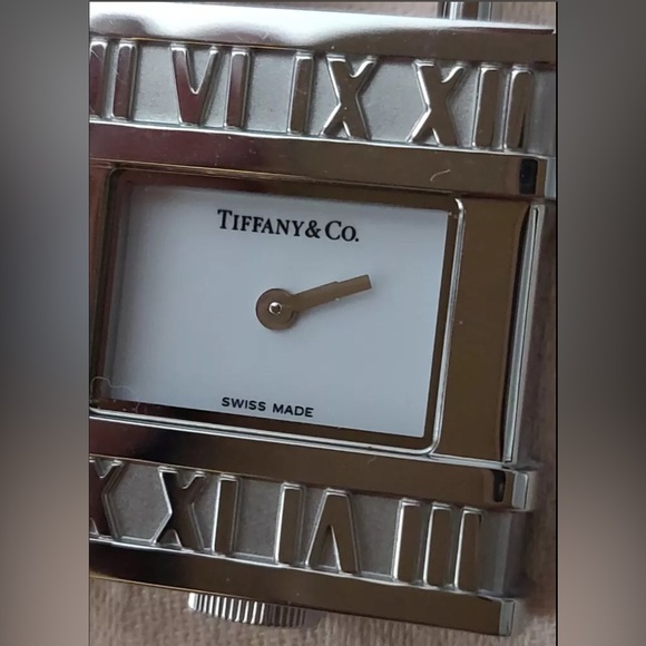 Like-NEW!Tiffany & Co Atlas Lock Swiss Watch Charm Link Bracelet Sterling Silver - Picture 3 of 9